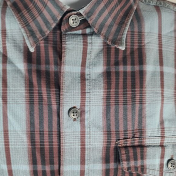 Columbia Men's Brown Blue Plaid Classic Long Sleeve Button-Front Shirt Size L - Picture 9 of 13